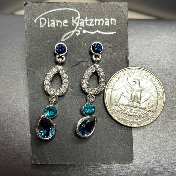Diane Katzman signature Rhinestones dangle & drop earrings NOS featured in Elle - Picture 8 of 9